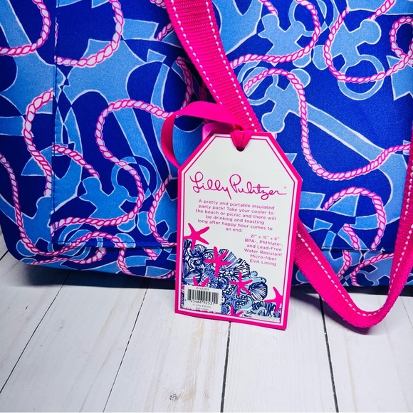 Lilly Pulitzer NWT Insulated Cooler Bag Booze Cruise Anchors Boating w/ Opener - Picture 2 of 10